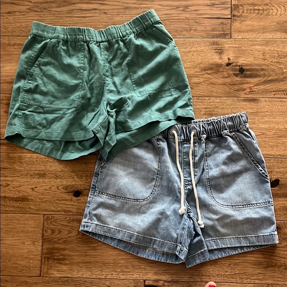 J. Crew Factory Green and Blue Cargo Shorts